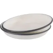 Aps Diep geëmailleerd bord, diameter: 220 mm, set van 2, Bord, Wit