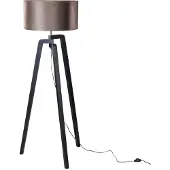 QAZQA Vloerlamp zwart met bruine fluwelen kap 50cm - Puros