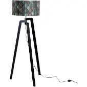 QAZQA Vloerlamp zwart met velours lampenkap blad dessin 50cm - Puros