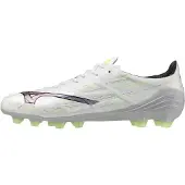 Mizuno Alpha II Pro Gras Voetbalschoenen (FG) Zilver Neongeel Zwart