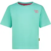 Vingino T-shirt turquoise Blauw Meisjes Katoen Ronde hals Backprint - maat 128