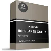 Presence Splittopper Hoeslaken - Katoen Satijn - Truffel 180 x 200 cm