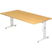 Hjh OFFICE PRO MEGA 2E W - 200 x 100 Tafelhoogte I In hoogte verstelbaar Beuken/Wit