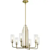 Quintiesse Kroonluchter Kimrose, dimbaar, brons / oud-messing, Woon-/ Eetkamer, metaal, kroonluchter