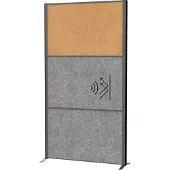 MAUL Akustikwandsystem MAULconnecto - insteekmodules - 2x akoestisch vlies - 1x kurk - klittenband - B 1000 x H 1800 mm - antraciet