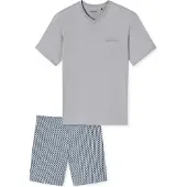 Schiesser Pyjama kort 'Essentials' lichtgrijs / zilver