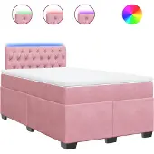 vidaXL Boxspring met matras fluweel roze 120x200 cm