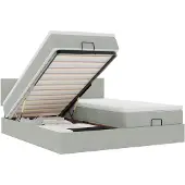 vidaXL Ottoman bed met matrassen en LED's 160x200cm fluweel lichtgrijs