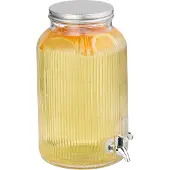 Relaxdays drankdispenser geribbeld - 5 liter - met kraantje - glazen limonadetap