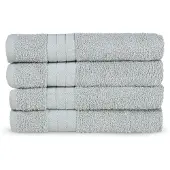 Good Morning Badstof Handdoek 100% Katoen 50x100cm - silver - Set van 4