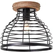 Brilliant 99563/76 Avia Plafondlamp Zwart/Hout - 1 x E27