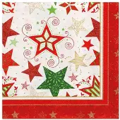 Papstar Servetten met Kerstster-motief, wit