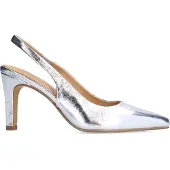 Manfield Zilverkleurige leren slingbacks | Maat 37
