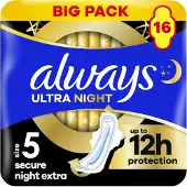 Always 8x Maandverband Ultra Secure Night Extra 16 stuks