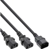 InLine Y-cable - Câble d'alimentation - IEC 60320 C14 pour power IEC 60320 C13 - 3 m - noir