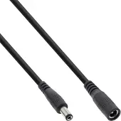 InLine DC verlengkabel | 5,5 x 2,1mm | max. 140W | AWG18 | zwart | 3 meter