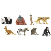 Safari Good Luck Mini-figuren - Exotische dieren van rubber - 8 stuks