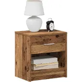 vidaXL Nachtkastje met lade 39x28x41 cm oud houtkleurig