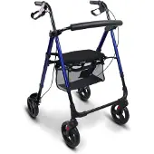 Mobiclinic Augusto - Rollator - Looprek met wielen - Opvouwbaar - Lichtgewicht en Inklapbaar - Aluminium - Verstelbaar - Zitting en 4 wielen - Blauw