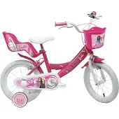 Barbie 12 inch fiets met luchtbanden, poppenzitje en mandje