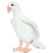 Hansa pluche duif - Levensechte knuffelvogel - Wit - 20 cm - Realistisch