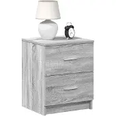 vidaXL Nachtkastjes 2 st met 2 lades 40x36x50 cm grijs sonoma eiken
