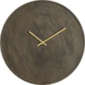 Light & Living Klok Ø41 cm VETI mango hout donker bruin+goud