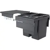 Hailo Euro Cargo Front afvalsysteem voor kastbreedte 60cm grijs 91 liter (2 x 38 + 1 x 12 + 1 x 2,5)