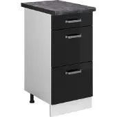 Vicco Keukenonderkast R-Line Zwart hoogglans 40 cm met laden, WB Antraciet, Model 45771