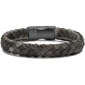 Frank 1967 bracelet dark grey braided leather 23cm ipb