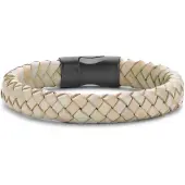 Frank 1967 bracelet light grey braided leather 21cm ipb