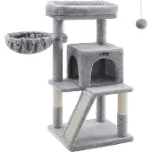 Famanu FurnStar - Krabpaal met groot platform - 48 x 48 x 96 cm - Lichtgrijs