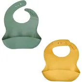 Thermobaby Set van 2 Siliconen slabbels 1 Cactus Groen + 1 Honing geel