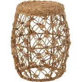 J-Line Side table barrel iron/banana leaf natural