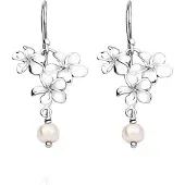 Nenalina Oorbellen 'Flower' zilver / parelwit