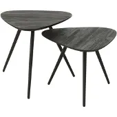 J-Line Set of 2 tables triangle recycle teak black