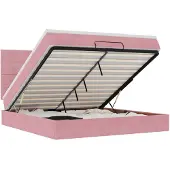 vidaXL Ottoman bed met matrassen 160x200cm fluweel roze