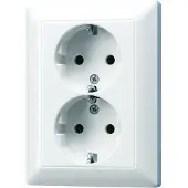 JUNG AS5020KIUWW Wandcontactdoos met randaarde Inzetstuk 2-voudig Alpine-wit 1 stuk(s)