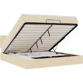 vidaXL Ottoman bed met matras 180x200cm stof crèmekleurig