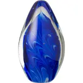 J-Line Presse papier polypus ovaal glas transparant/blauw large