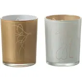 J-Line Windlicht vrouw glas mix medium assortiment van 2