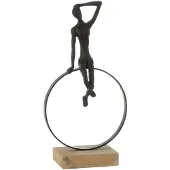 J-Line Vrouw op ring voet resin/ijzer zwart
