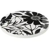 J-Line Dienblad rechthoek bloemen mangohout zwart/wit