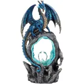 Nemesis Now Beeld/figuur - Blauwe Draak met Crystal - Beeld - Frostwing's Gateway - met LED - 27cm