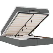 vidaXL Ottoman bed met matras 140x190cm stof donkergrijs
