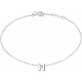 New Bling 9NB-909H Zilveren letterarmband - Letter H - lengte 16,5+1+1cm - gerhodineerd