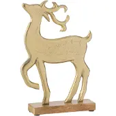 J-Line Rendier op voet aluminium/hout goud large