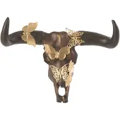 J-Line Schedel os vlinder resin bruin/goud small