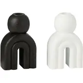 J-Line Kandelaar modern cement zwart/wit assortiment van 2