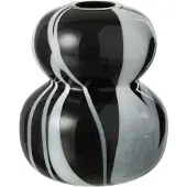 J-Line Vaas rookeffect glas bollen glas zwart/wit